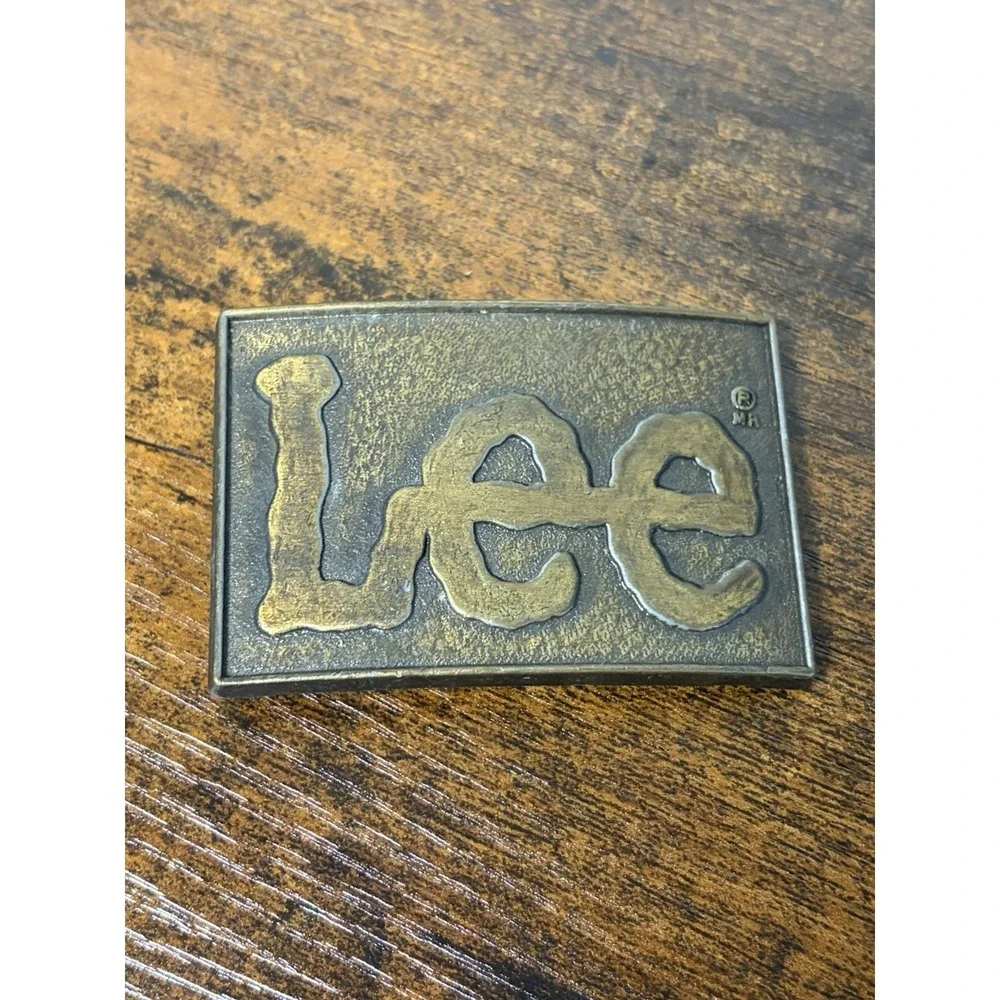 Lee Clothing Vintage Solid Brass Belt Buckle Advertising Made in USA 70's